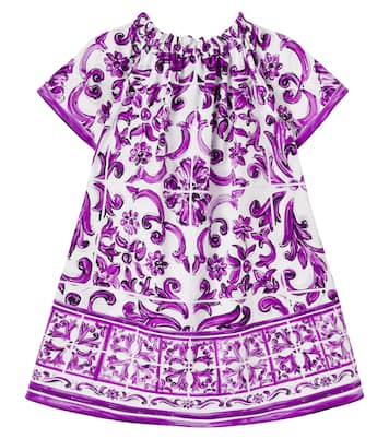 Majolica printed cotton poplin dress | Dolce&Gabbana Kids