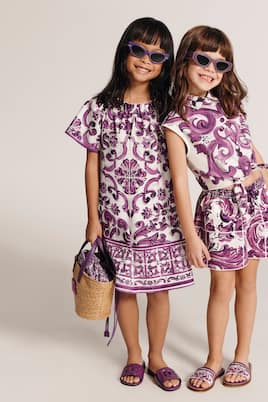 Majolica printed cotton poplin dress | Dolce&Gabbana Kids