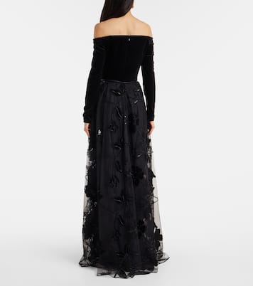 Embroidered tulle and velvet gown | Elie Saab