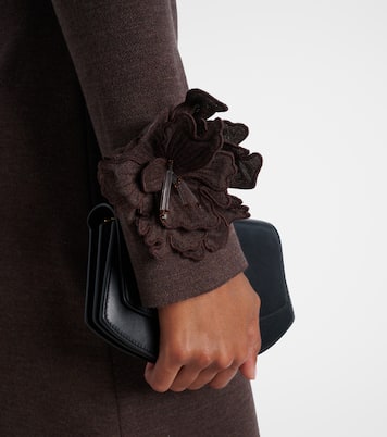 Abito midi in misto lana con applicazioni floreali | Oscar de la Renta