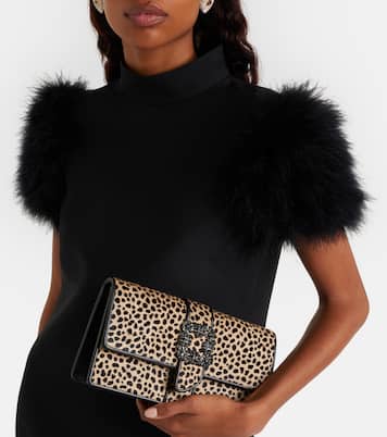 Capri embellished calf hair clutch | Manolo Blahnik