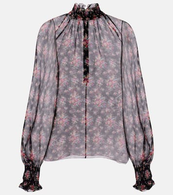 Floral ruffled sheer silk blouse | Dolce&Gabbana