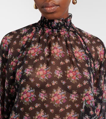 Floral ruffled sheer silk blouse | Dolce&Gabbana