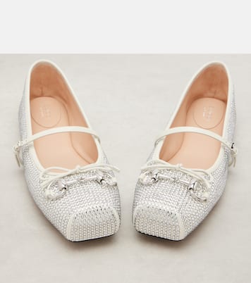 Ballerinas Horsebit aus Leder mit Kristallen | Gucci