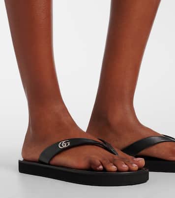 Mila Double G leather thong sandals | Gucci
