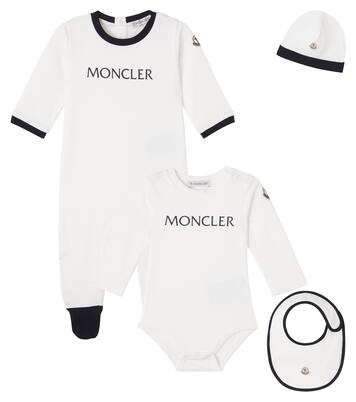 Baby cotton jersey beanie, bib, bodysuit, and onesie set | Moncler Enfant