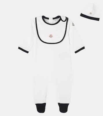 Baby cotton jersey beanie, bib, bodysuit, and onesie set | Moncler Enfant