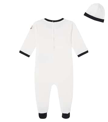 Baby cotton jersey beanie, bib, bodysuit, and onesie set | Moncler Enfant