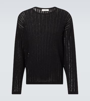 Pointelle cotton and linen sweater | Commas
