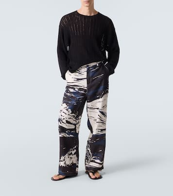 Pointelle cotton and linen sweater | Commas