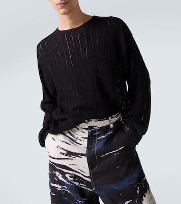 Pointelle cotton and linen sweater | Commas