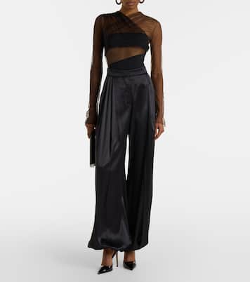 Cutout ruched sheer bodysuit | Nensi Dojaka