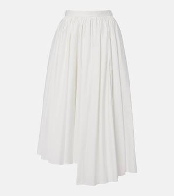 Falda midi asimétrica de popelín de algodón | Self-Portrait