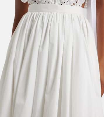 Falda midi asimétrica de popelín de algodón | Self-Portrait