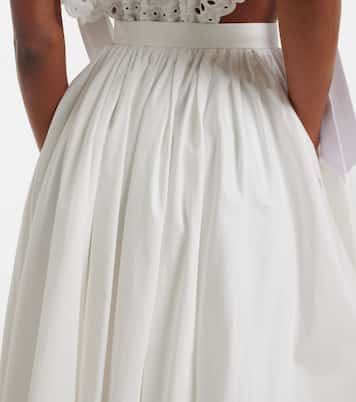 Falda midi asimétrica de popelín de algodón | Self-Portrait