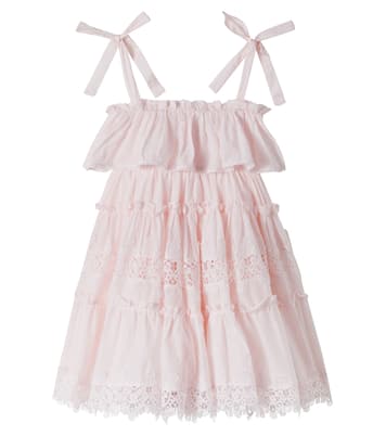 Lace-trimmed shirred cotton voile dress | Petite Amalie  