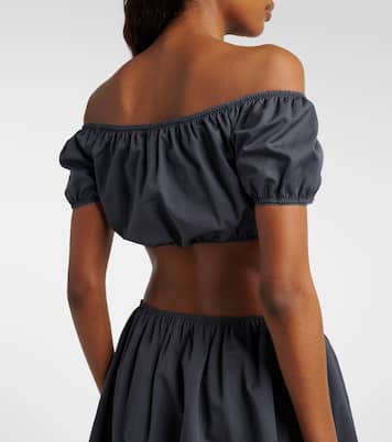 Off-shoulder cotton poplin crop top | Miu Miu