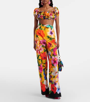 Floral cotton wide-leg pants | Dolce&Gabbana