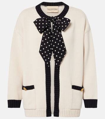 Bow-detail cotton-blend cardigan | Valentino