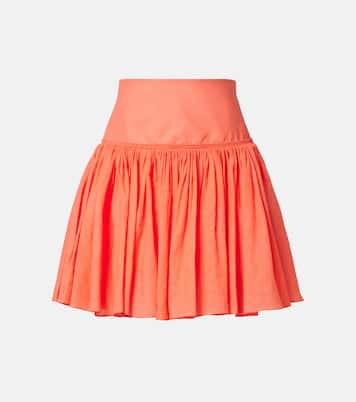 Gathered cotton and linen miniskirt | Alaïa