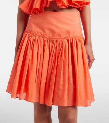 Gathered cotton and linen miniskirt | Alaïa