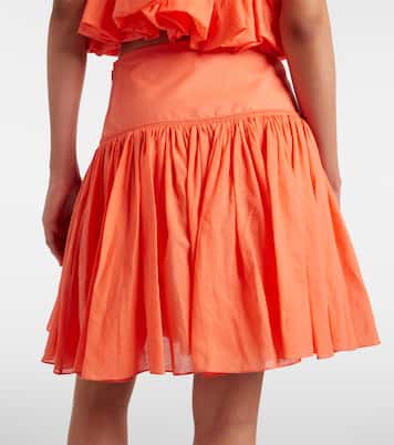 Gathered cotton and linen miniskirt | Alaïa