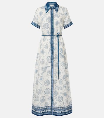 Robe chemise Lucky en lin imprimé à ceinture | Alémais