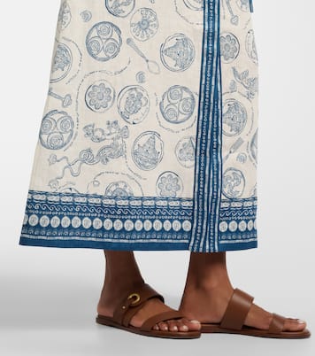 Robe chemise Lucky en lin imprimé à ceinture | Alémais