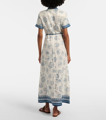 Robe chemise Lucky en lin imprimé à ceinture | Alémais