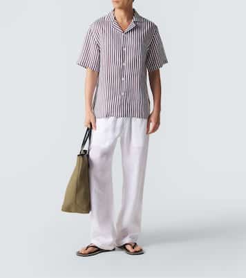 Striped linen bowling shirt | Fedeli