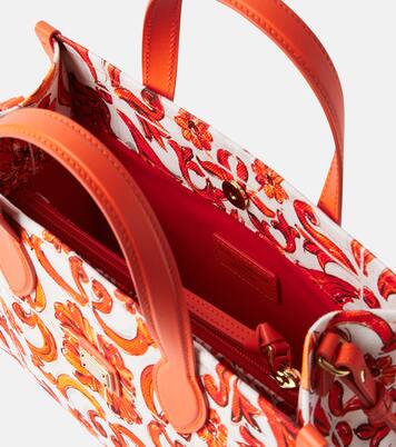 Majolica leather-trimmed canvas tote bag | Dolce&Gabbana Kids