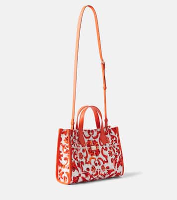Majolica leather-trimmed canvas tote bag | Dolce&Gabbana Kids