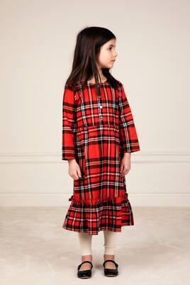 Checked cotton flannel dress | Mini Rodini