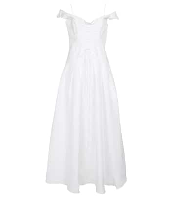 Robe midi en coton, lin et soie | Brock Collection