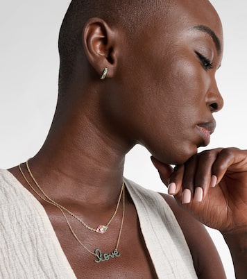 Ohrringe Huggie aus 14kt Gelbgold (585/1000) mit Diamanten und Smaragden | Sydney Evan