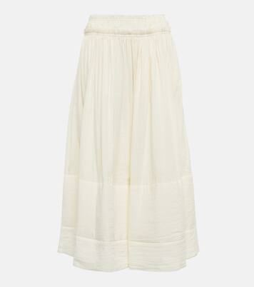 Cotton and linen midi skirt | Tory Burch
