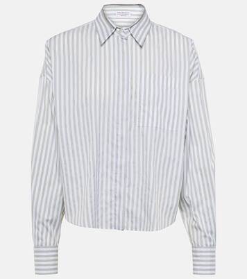 Striped cotton and silk poplin shirt | Brunello Cucinelli