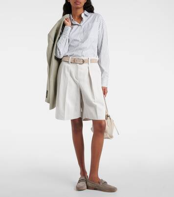 Striped cotton and silk poplin shirt | Brunello Cucinelli