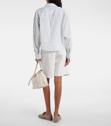 Striped cotton and silk poplin shirt | Brunello Cucinelli