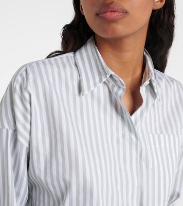 Striped cotton and silk poplin shirt | Brunello Cucinelli