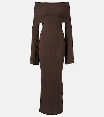 Off-shoulder silk-blend jersey maxi dress | Aya Muse