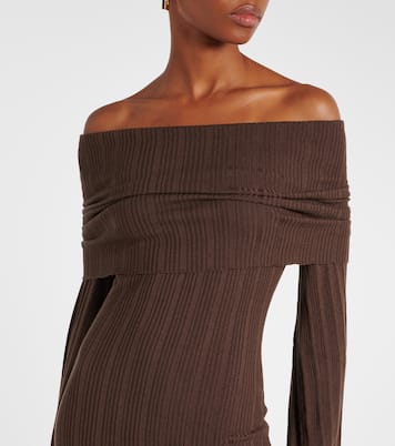 Off-shoulder silk-blend jersey maxi dress | Aya Muse