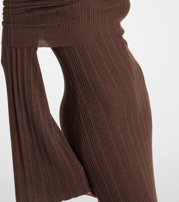 Off-shoulder silk-blend jersey maxi dress | Aya Muse