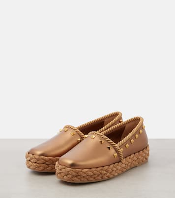 Rockstud metallic leather espadrilles | Valentino Garavani