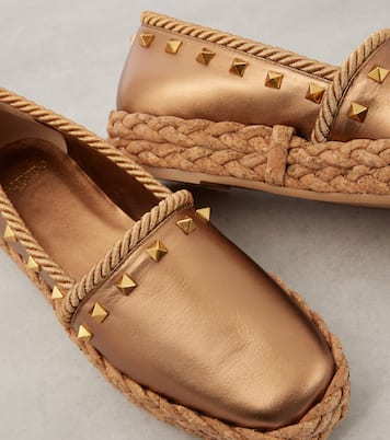 Rockstud metallic leather espadrilles | Valentino Garavani