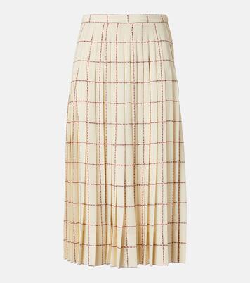 Falda midi Clea en sablé de seda plisada | Loro Piana