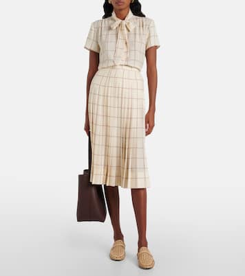 Falda midi Clea en sablé de seda plisada | Loro Piana