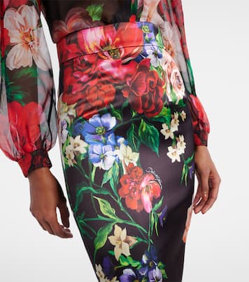 تنورة ميدي بطبعات ورود | Dolce&Gabbana