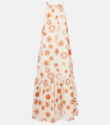 Robe longue Ibiza imprimée en lin et coton | Asceno