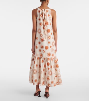 Robe longue Ibiza imprimée en lin et coton | Asceno